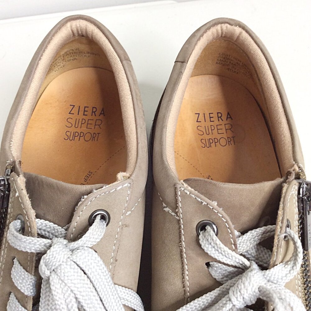 Ziera Solar Taupe Leather Comfort Sneaker Shoes Size 40 / 9.5 Zip Super Comfort - Picture 7 of 9